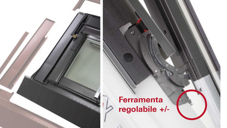 Più facilità di posa con ferramenta Roto regolabile come da serramento verticale