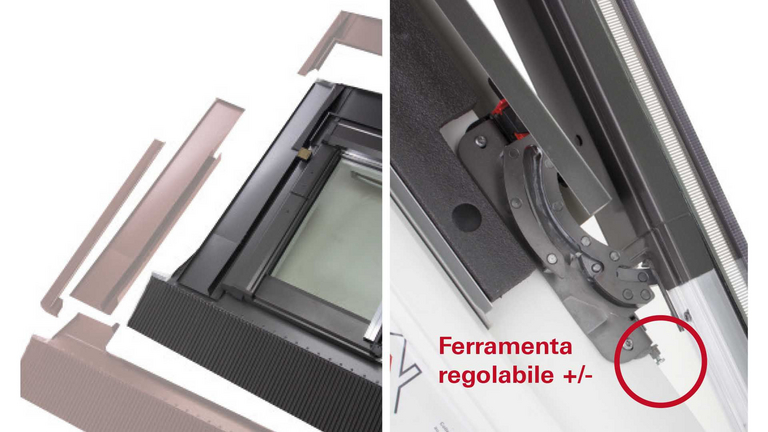 Più facilità di posa con ferramenta Roto regolabile come da serramento verticale